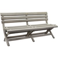 Grosfillex Westport 58 3/4 inch French Taupe Faux Wood Bench