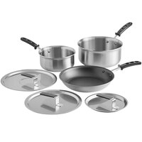 Vollrath Tribute 6-Piece Induction Ready Stainless Steel Cookware Set with 2.5 qt. and 4.5 qt. Sauce Pans, and 10 inch Non-Stick Frying Pan and Covers