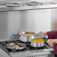 Vollrath Tribute 6-Piece Induction Ready Stainless Steel Cookware Set with 2.5 qt. and 4.5 qt. Sauce Pans, and 10 inch Non-Stick Frying Pan and Covers