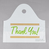 19" x 9 1/2" x 18" White Plastic Take Out Bag with Printed Thank You Design - 500/Box