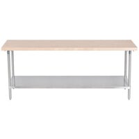 Advance Tabco H2S-367 Wood Top Work Table with Stainless Steel Base and Undershelf - 36 inch x 84 inch