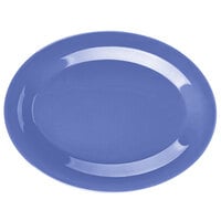 GET OP-950-PB Diamond Mardi Gras 9 3/4 inch x 7 1/4 inch Peacock Blue Oval Melamine Platter - 24/Case