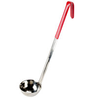 2 oz. One-Piece Stainless Steel Ladle with Red Coated Handle