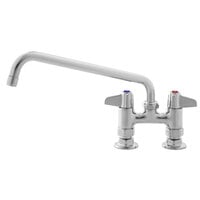 Equip by T&S 5F-4DLX14 Deck Mounted Faucet with 14 1/8" Swing Spout, 4" Adjustable Centers, 5.2 GPM Laminar Flow Device, Cerama Cartridges, and Lever Handles