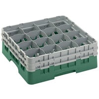 Cambro 16S534119 Camrack 6 1/8 inch High Customizable Sherwood Green 16 Compartment Glass Rack