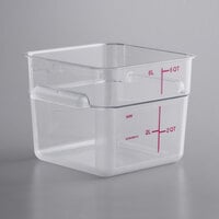 Vigor 6 Qt. Allergen-Free Clear Polycarbonate Food Storage Container with Purple Graduations