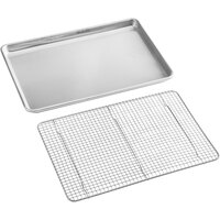 Baker's Mark Half Size 18 Gauge 13 inch x 18 inch Wire in Rim Aluminum Sheet Pan with Stainless Steel Footed Cooling Rack