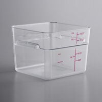 Vigor 12 Qt. Allergen-Free Clear Polycarbonate Food Storage Container with Purple Graduations