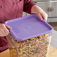 Vigor 12, 18, and 22 Qt. Purple Allergen-Free Polypropylene Food Storage Container Lid