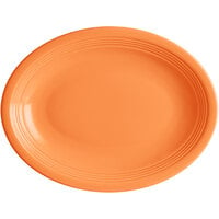 Acopa Capri 11 1/2" x 8 3/4" Valencia Orange Oval Stoneware Coupe Platter - 12/Case