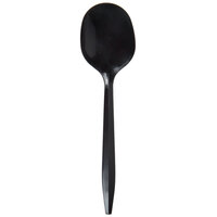 Choice Medium Weight Black Plastic Soup Spoon - 100/Pack