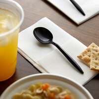 Choice Medium Weight Black Plastic Soup Spoon - 100/Pack