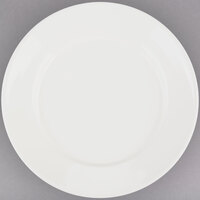 Choice 7 1/8" Ivory (American White) Wide Rim Rolled Edge Stoneware Plate - 36/Case