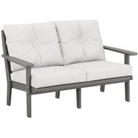 POLYWOOD Lakeside Slate Grey / Natural Linen Deep Seating Loveseat