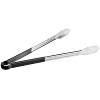 Choice 16 inch Black Coated Handle Stainless Steel Scalloped Tongs