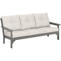 POLYWOOD Vineyard Slate Grey / Natural Linen Deep Seating Sofa