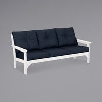 POLYWOOD Vineyard White / Marine Indigo Deep Seating Sofa