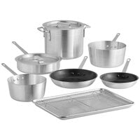 Aluminum Cookware Set 7 Pieces Pots Pans 1.5,2.75,3.75,4.75,5.5,7.0,10 QT  Set