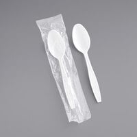 Visions Individually Wrapped White Heavy Weight Plastic Teaspoon - 250/Pack