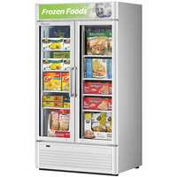 Turbo Air Super Deluxe TGF-35SD-N-W 35 5/8 inch White Swing 2 Door Freezer with LED Advertising Panel