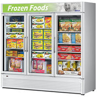 Turbo Air Super Deluxe TGF-72SD-N-W 78 inch White Swing 3 Door Freezer with LED Advertising Panel