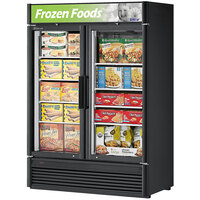 Turbo Air Super Deluxe TGF-47SD-N-B 51 5/8 inch Black Swing 2 Door Freezer with LED Advertising Panel
