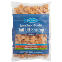 Mrs. Friday's 44/62 Size Tail-Off Sauce Ready Breaded Shrimp 2.5 lb. - 4/Case