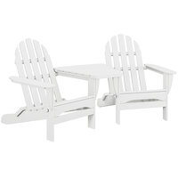 POLYWOOD Classic Series White Folding Adirondack Chairs with Connecting Table