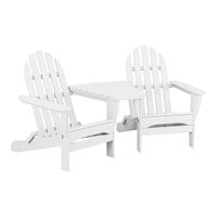 POLYWOOD Classic Series White Folding Adirondack Chairs with Connecting Table