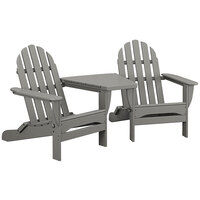 POLYWOOD Classic Series Slate Grey Folding Adirondack Chairs with Connecting Table