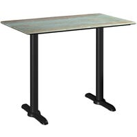 Lancaster Table & Seating Excalibur 27 1/2" x 47 3/16" Rectangular Counter Height Table with Textured Canyon Painted Metal Finish and End Base Plates