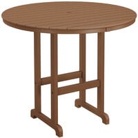 POLYWOOD 48 inch Teak Round Bar Height Table