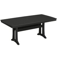 POLYWOOD Nautical Trestle 38" x 73" Black Dining Height Table