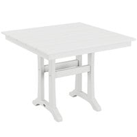 POLYWOOD Farmhouse Trestle 37 inch White Dining Height Table