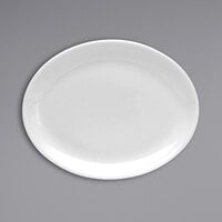 Oneida Tundra by 1880 Hospitality F1400000331 8" x 6 1/4" Oval Warm White Wide Rim China Platter - 36/Case