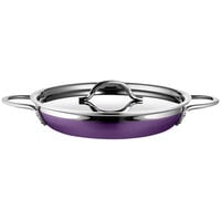 Bon Chef Country French X 1.63 Qt. Purple Stainless Steel Double Handle Saute Pan / Skillet - 71304-CF2-P