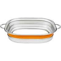 Bon Chef Country French X 15" x 11" x 4" Orange Stainless Steel Bottomless French Oven - 72004-BL-O