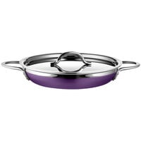 Bon Chef Country French X 2.38 Qt. Purple Stainless Steel Double Handle Saute Pan / Skillet - 71305-CF2-P