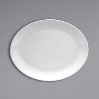 Oneida Tundra by 1880 Hospitality F1400000371 13 1/8" x 10 3/8" Oval Warm White Wide Rim China Platter - 12/Case