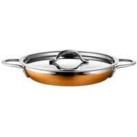 Bon Chef Country French X 3.13 Qt. Orange Stainless Steel Double Handle Saute Pan / Skillet - 71306-CF2-O