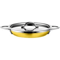 Bon Chef Country French X 2.38 Qt. Yellow Stainless Steel Double Handle Saute Pan / Skillet - 71305-CF2-Y