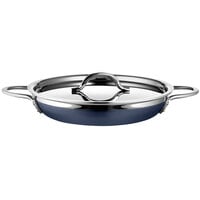 Bon Chef Country French X 2.38 Qt. Cobalt Blue Stainless Steel Double Handle Saute Pan / Skillet - 71305-CF2-CB