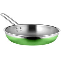 Bon Chef Country French X 2.38 Qt. Lime Green Stainless Steel Long Handle Saute Pan / Skillet - 71308-CF2-L