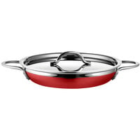 Bon Chef Country French X 1.63 Qt. Red Stainless Steel Double Handle Saute Pan / Skillet - 71304-CF2-R