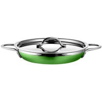 Bon Chef Country French X 2.38 Qt. Lime Green Stainless Steel Double Handle Saute Pan / Skillet - 71305-CF2-L