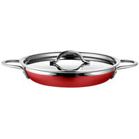 Bon Chef Country French X 2.38 Qt. Red Stainless Steel Double Handle Saute Pan / Skillet - 71305-CF2-R