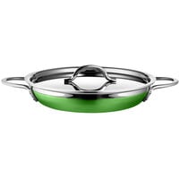 Bon Chef Country French X 1.63 Qt. Lime Green Stainless Steel Double Handle Saute Pan / Skillet - 71304-CF2-L