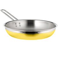 Bon Chef Country French X 2.38 Qt. Yellow Stainless Steel Long Handle Saute Pan / Skillet - 71308-CF2-Y