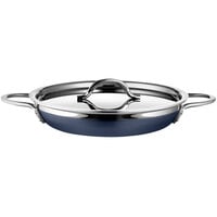 Bon Chef Country French X 3.13 Qt. Cobalt Blue Stainless Steel Double Handle Saute Pan / Skillet - 71306-CF2-CB