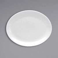 Oneida Tundra by 1880 Hospitality F1400000355 11" x 8 1/2" Oval Warm White Wide Rim China Platter - 12/Case